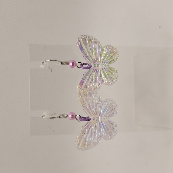 Iridescent Butterfly Earrings - Picture 2 of 3